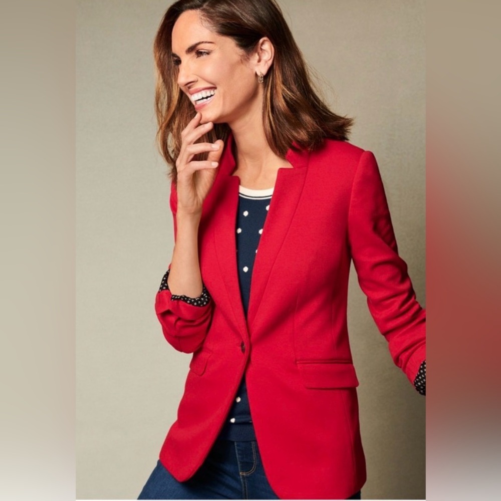 Talbots Aberdeen Red Single-Button Blazer Soft Si… - image 2